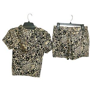 Juicy Couture Tracksuit Short Sleeve Hoodie and Shorts Set Ocelot
